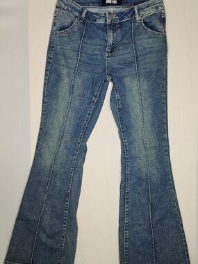 Women's Blue Flare Jeans - Mid Wash